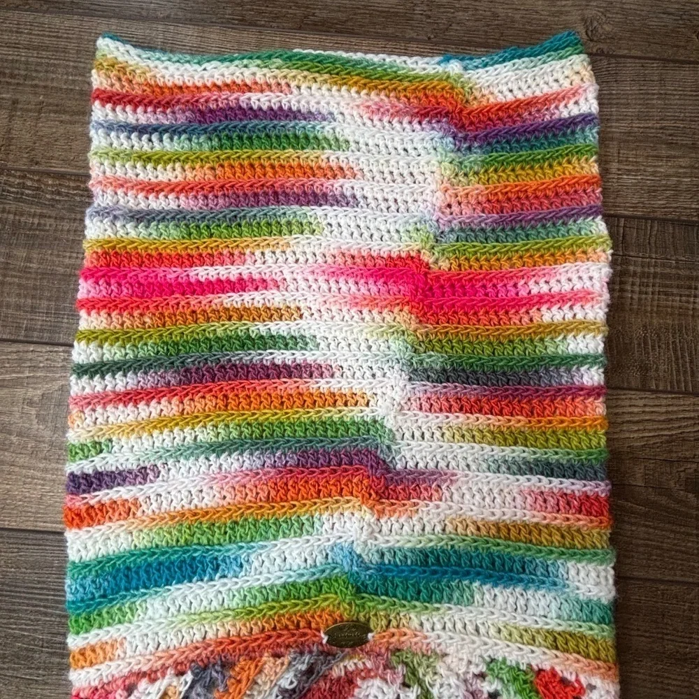 Handcrafted Crochet Hooded Cowl Scarf With Fringe New Handmade by Seller Knit